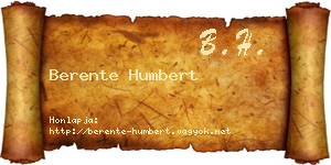 Berente Humbert névjegykártya